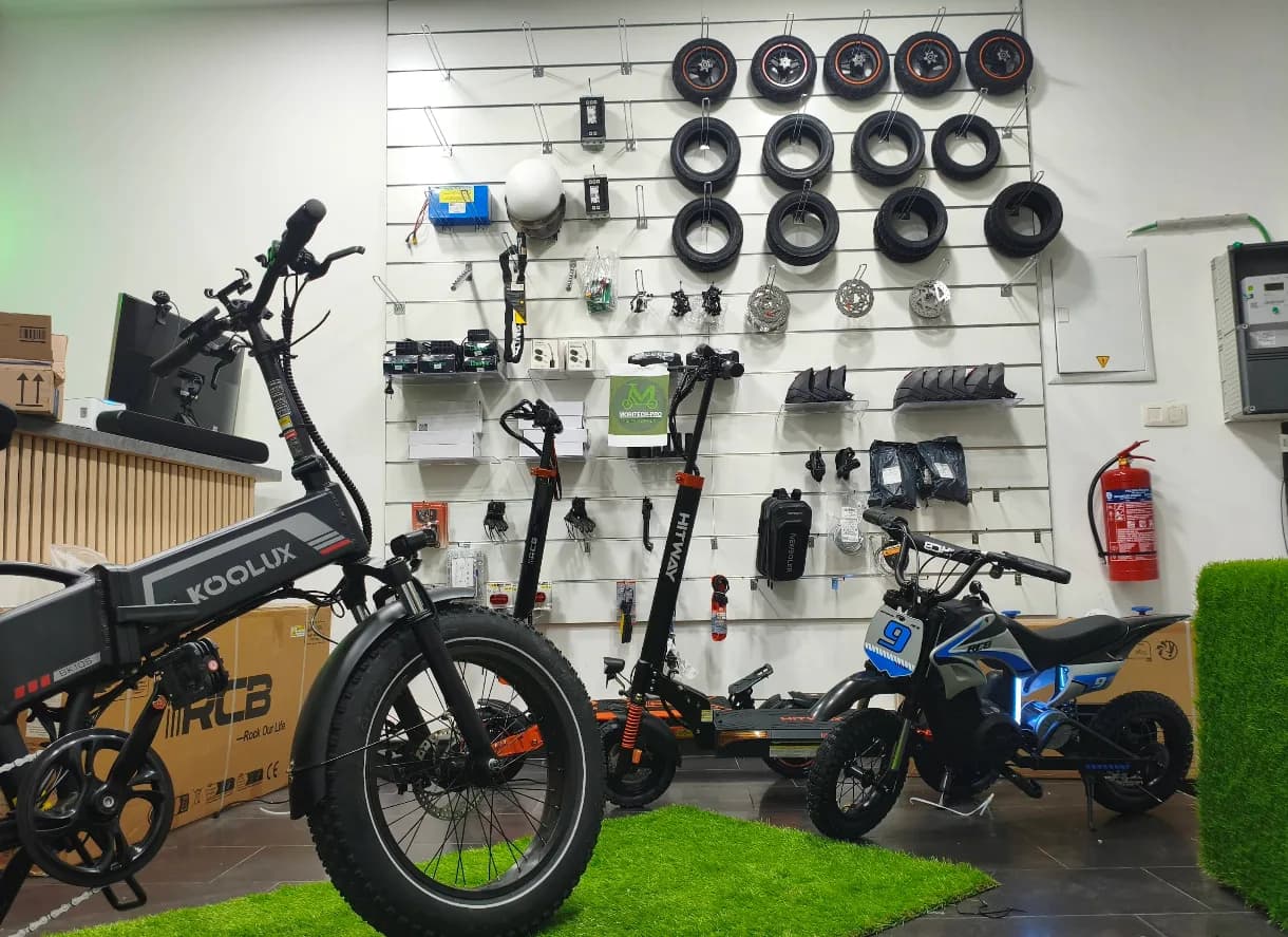 Inside the MobiTech-Pro shop: e-scooters, e-bikes and spare parts on display